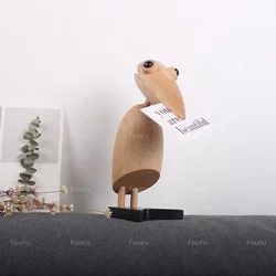 nordic creative style home decor beech wood animal bird handicraft for art deco statue kids wooden gift