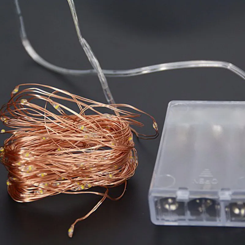 3 AA Battery Powered 5M 10M 50 100 LED Mirco Rice LED Warm White Copper Wire Fairy Light Strings For Decorate