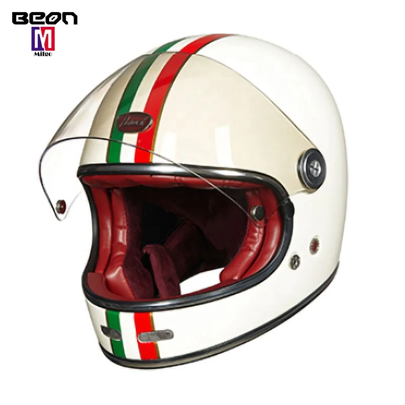 Factory price beon fiber vintage motorcycle helmet retro fullface four seasons stylish cool racing safety helm for men women