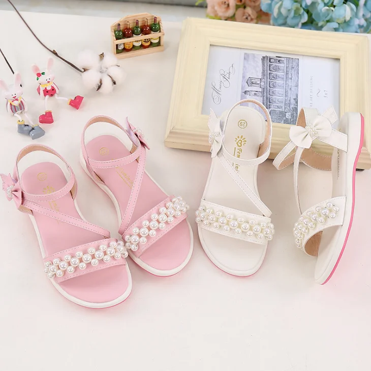 
YY10243S Children pearls design sandal wholesale kids summer princess sandals for girls 