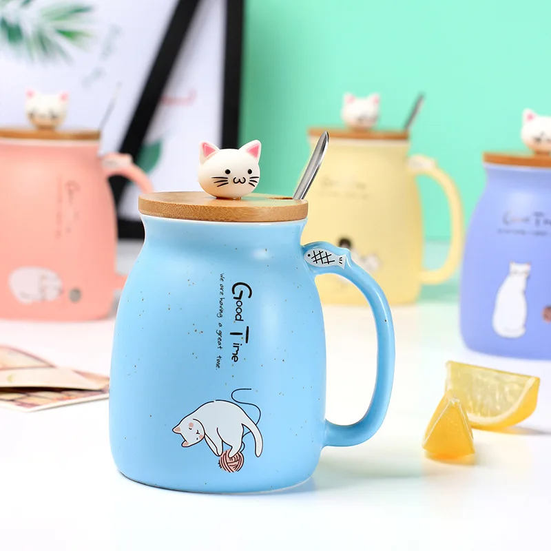 
Zogift Custom printed sublimation mug cat shape ceramic coffee cup for kids girl gifts 