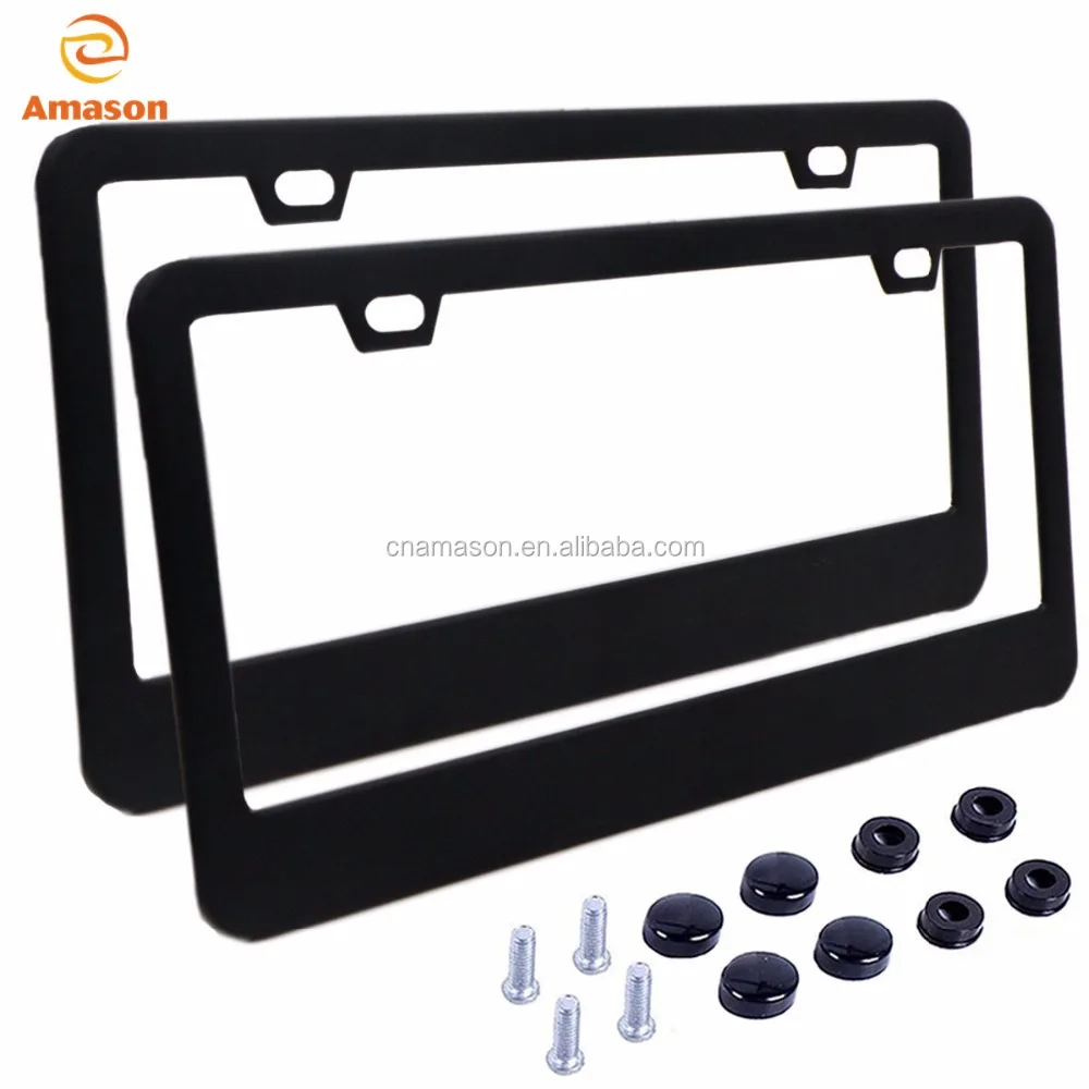 Matt black powder coating 2 hole US standard license plate frame