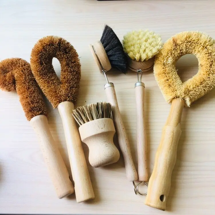 eco-friendly wood handle small wash brush for clean dishes kitchen brushes tool