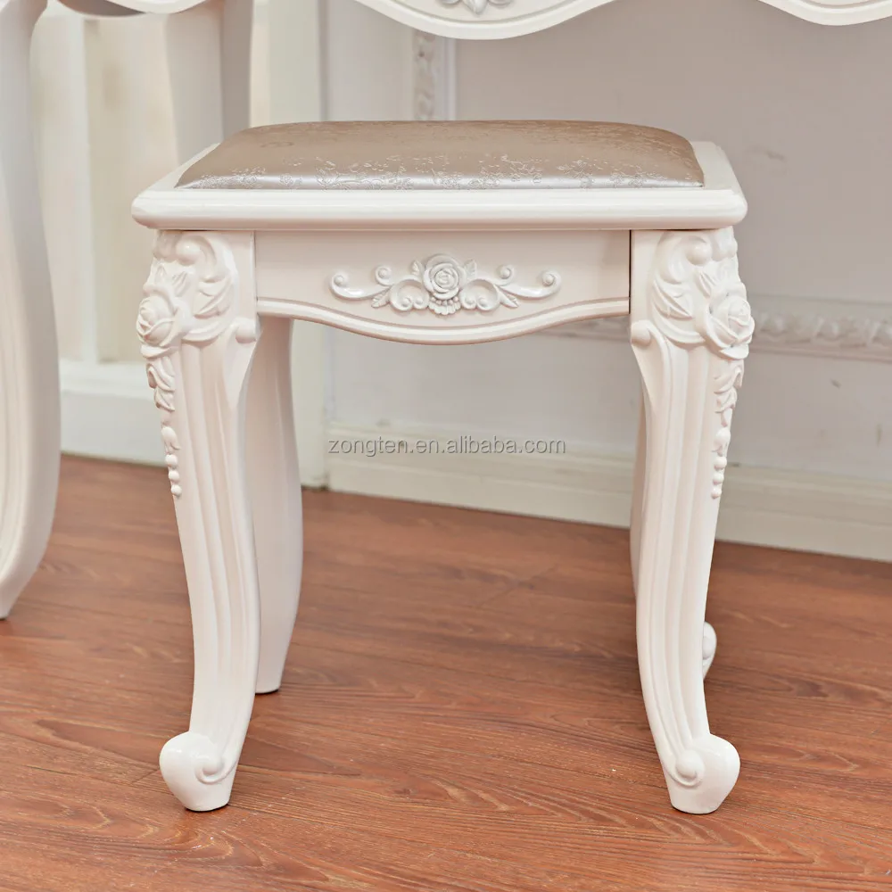
D1701 luxury classic modern bedroom vanity table writing desk wooden dressing table with mirror and stool bedroom dresser 