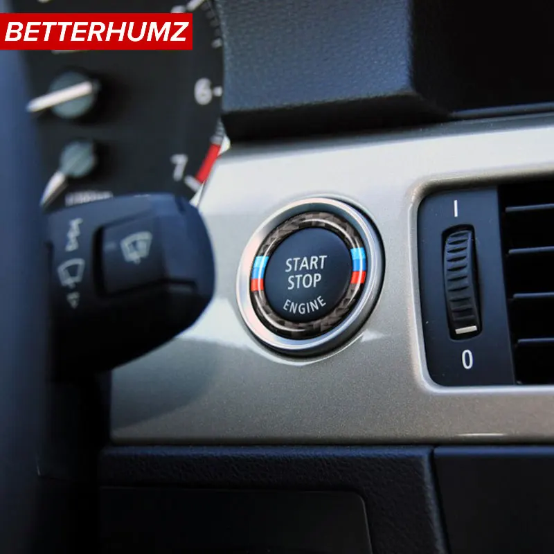 Car Engine Start Stop Ring Stickers Ignition Button M Stripe Decal Ring For BMW E90 Carbon Fiber Interior Trim Accessories