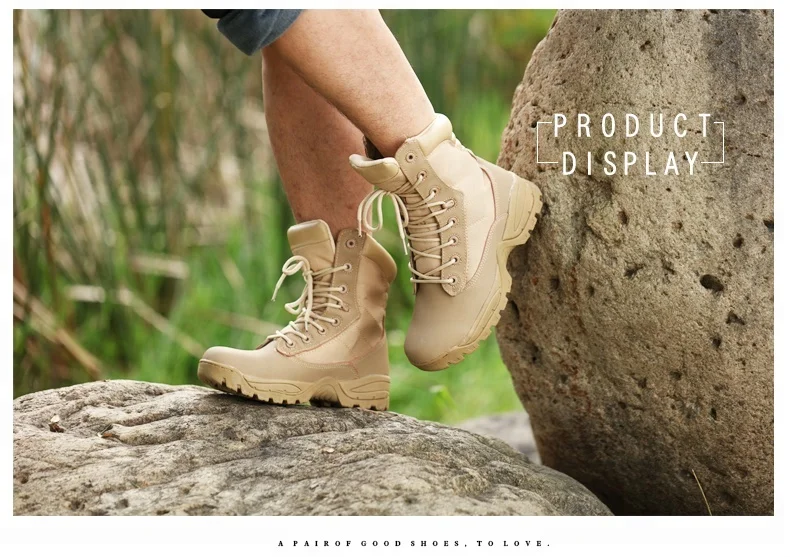 Sand color steel toe security combat american style protective work boot