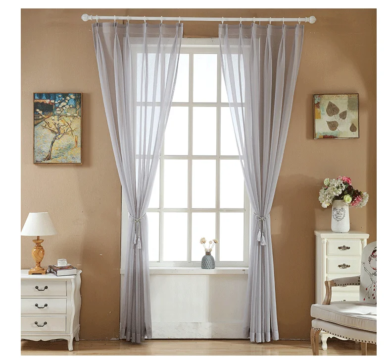 All Our Website Selling by Ready Stock Factory Supply Natural Style Linen Voile Window Scarf Curtain fabric