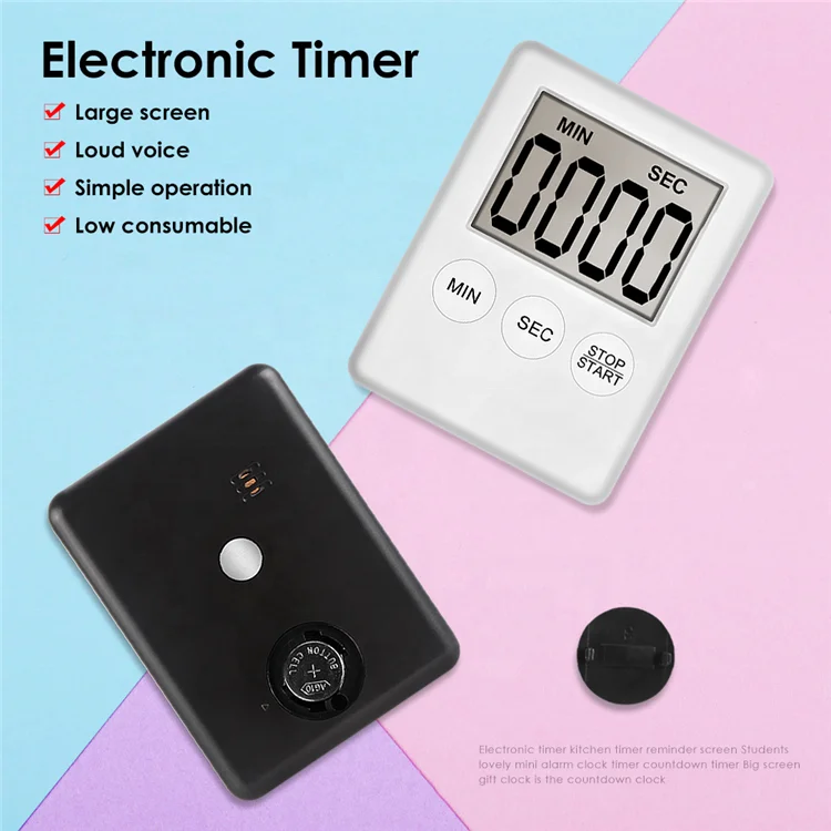 LCD Digital Screen Kitchen Timer Square Cooking Count Up Countdown Alarm Clock With Magnet
