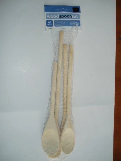 Wood long handle spoon for cooking salad