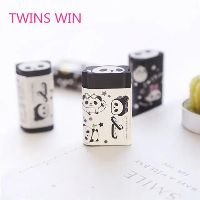 Hot sale in Amazon cute korean stationery custom printed cartoon funny animal design black rubber erasers