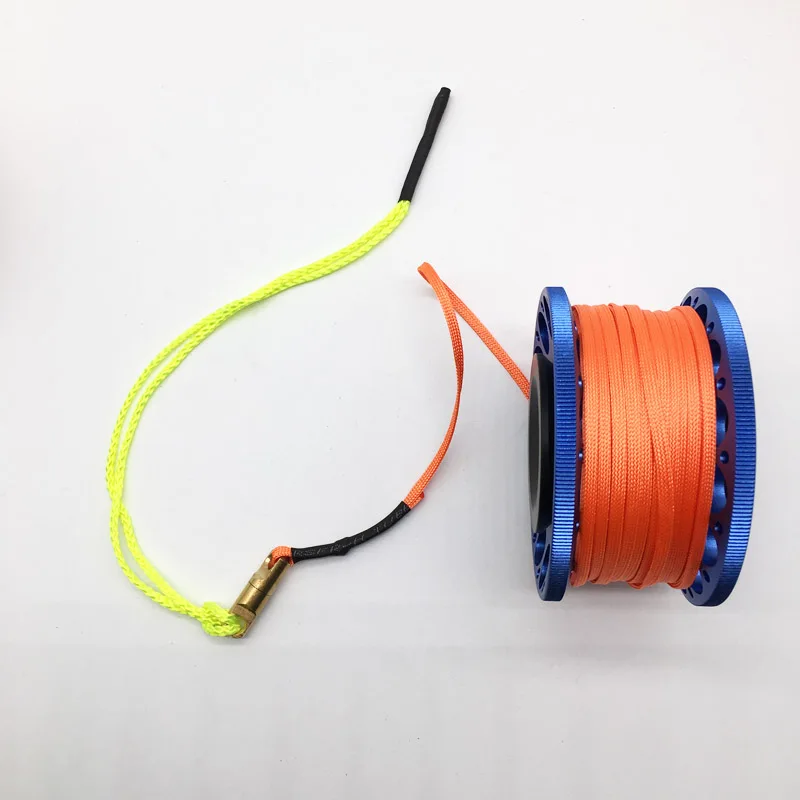 Scuba Diving Aluminium Finger Spool Reel Round Line With Double End Stainless Steel Snap 30M