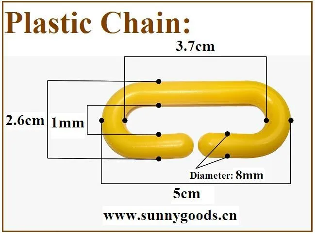 8mm yellow plastic chain