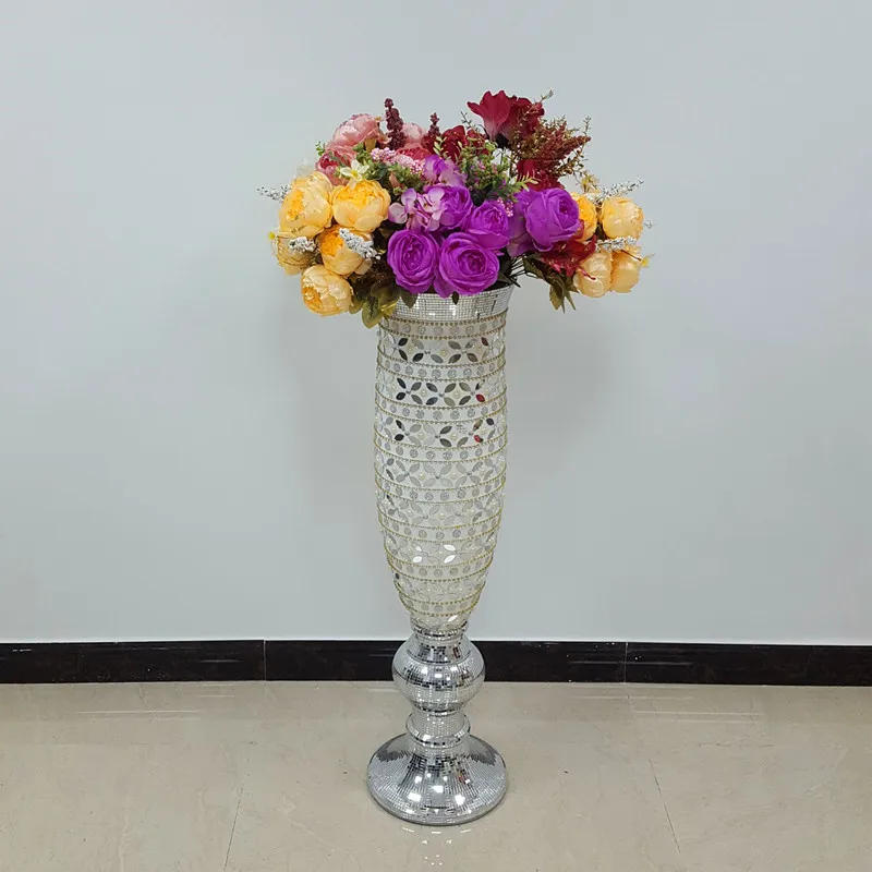 Fiberglass Large Floor Pearl Diamond Flower Decoration Vase