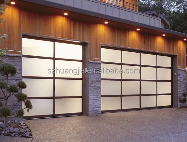 MODERN CONTEMPORARY FULL VIEW FROSTED GLASS GARAGE DOORS 16x7
