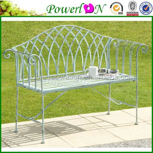 
White Folding Metal Garden Bench Wrought Iron High Quality Garden Sofa 
