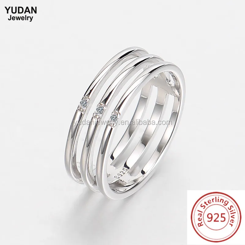 Factory Custom Sterling Silver Sparkling X Ring 925 italian silver ring