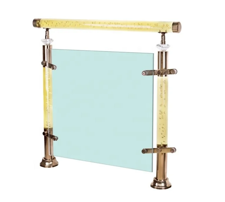 Indoor Crystal Glass Stair Pillar Balustrade Transparent Clear Acrylic Stair Handrail