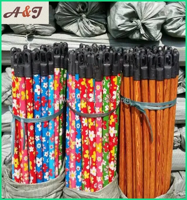 factory price pvc coated wood broom stick wood mop stick