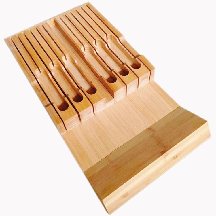 Multifunction Kitchen knife Organizer In Drawer Bamboo Knife Block set