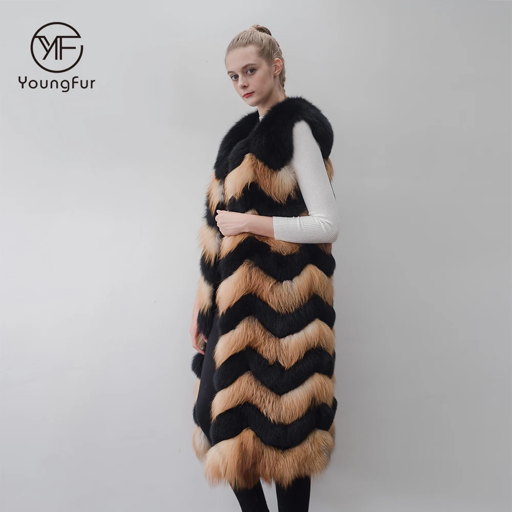 OEM Service winter long women warm red fox fur vest