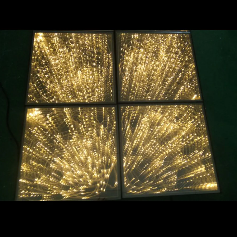 
China manufactured portable DMX infinity glass led dance floor light up golden led sparkle dance floor 