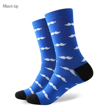 Dos homens meias de algodão penteado marca homem vestido de malha socks bigode meias eua tamanho ( 7.5 – 12 )