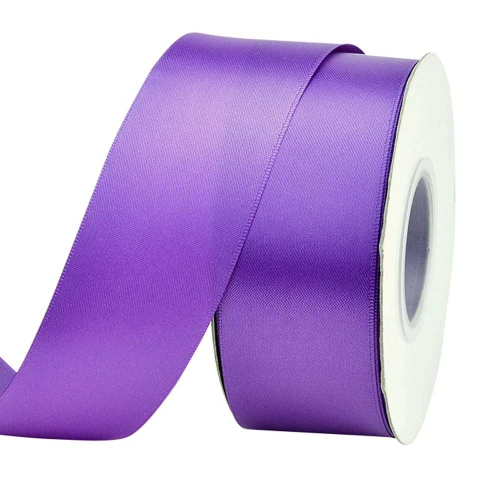 Yama factory customized available polyester solid color 100 yards/roll stocked double faced 38 MM satin ribbon