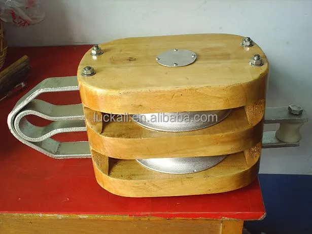 Regular Wooden Block Single Sheave Triple Sheave Double Sheave With SHACKLE PULLEY