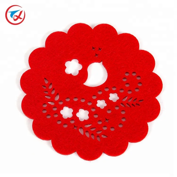 
hot sale placemat laser cut drink wool felt fabric cup coaster 