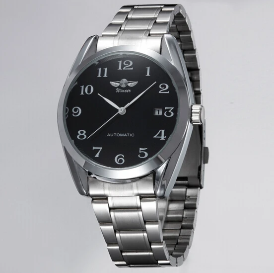 WINNER Watches Classic Mens AUTO Date automatic Mechanical Skeleton Watch