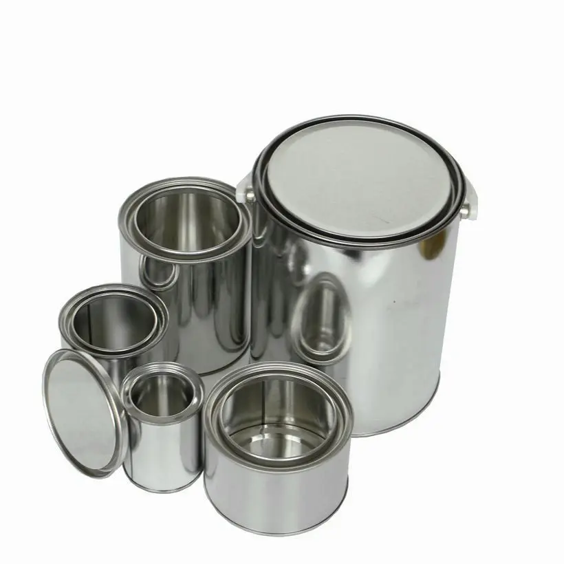 0.37 liter 370ml  round plain paint tin can with lever lid