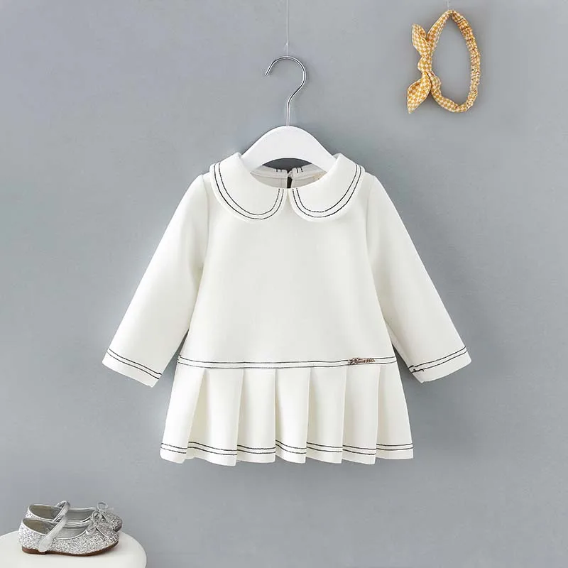 Spring/Autumn Kids clothing Long Sleeve  White Children Girl Dress child dress