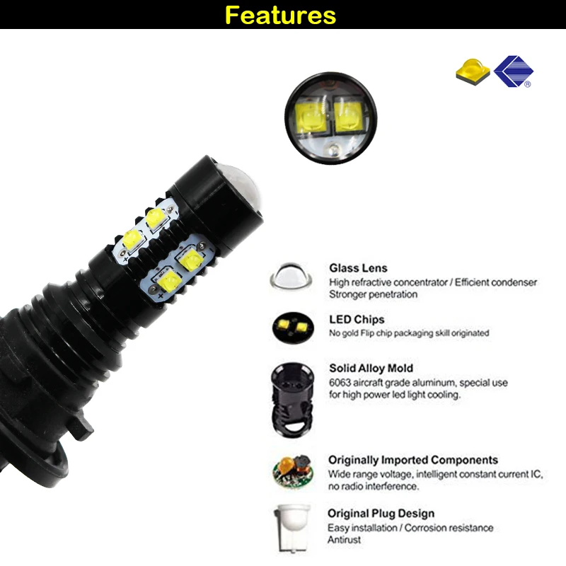 
6000K White CANbus PH16W PH24WY LED Bulb For Chevrolet Camaro Cadillac SRX Ford Taurus GMC Acadi Backup Reverse Lights 