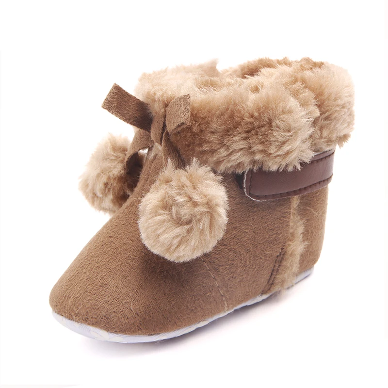 
Plush Ball Design Warm Baby Shoes Winter Baby Boots For Newborn First Walker 