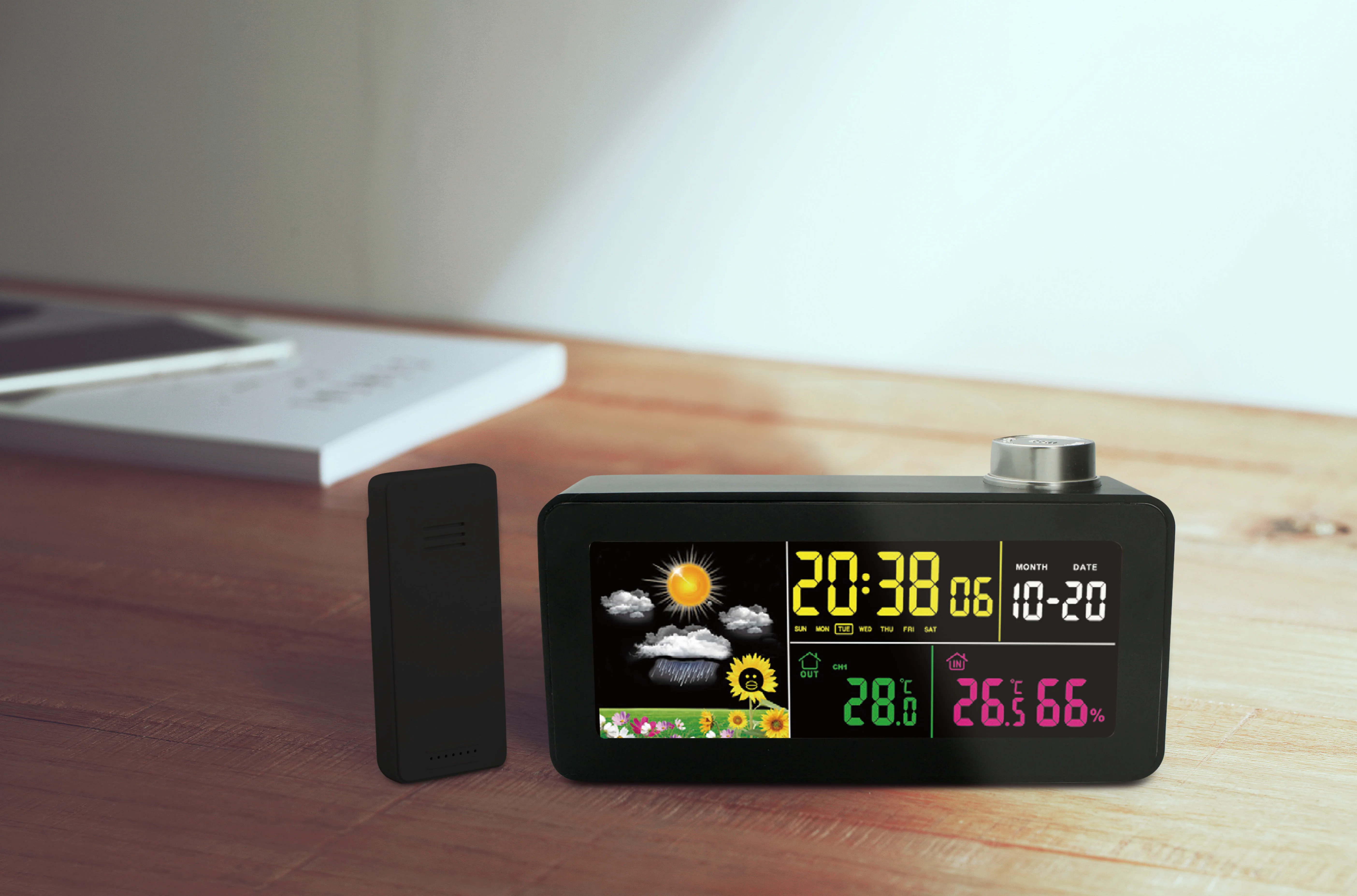 WIRELESS WEATHER STATION MIRROR LED DIGITAL ALARM CLOCK