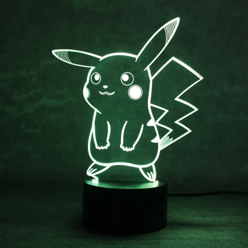Pokemon Toys EEVEE CHARMANDER SQUIRTLE PIKACHU 3d illusion lamp Color Change
