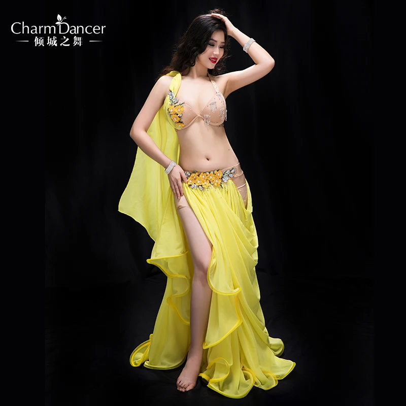 
YC043 Performance Professional bellydance costumes Spandex and Pearl Chiffon belly dance wear for girl 