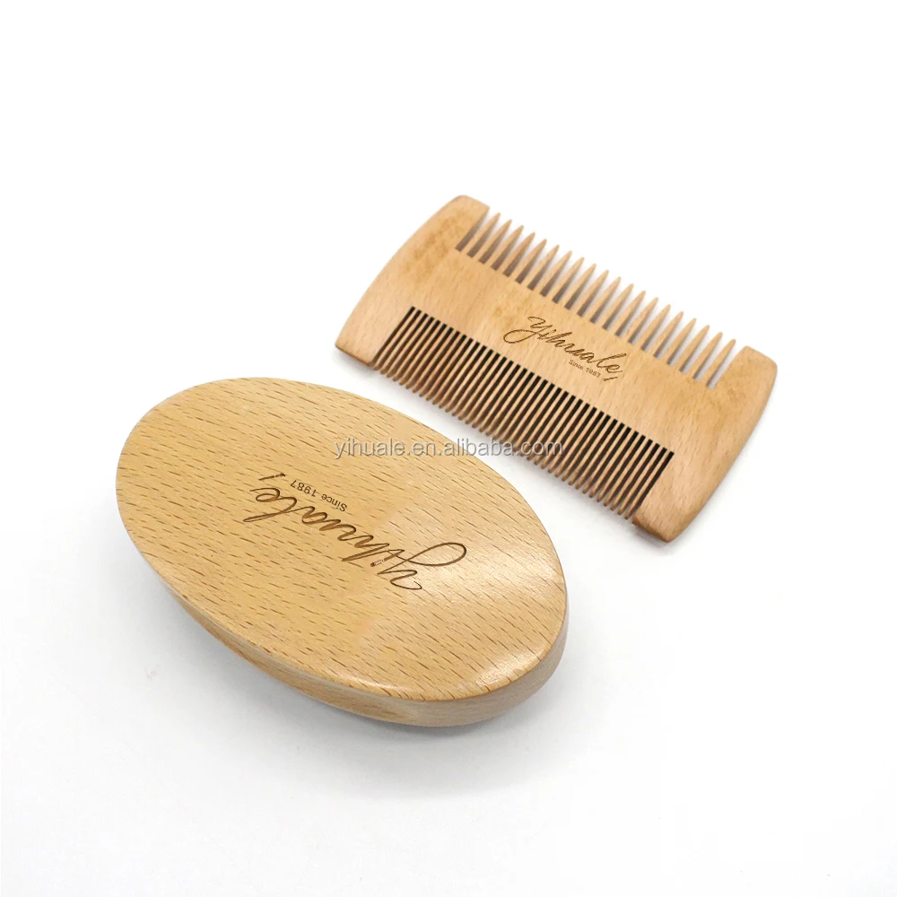 Beard Comb & Beard Brush Set for Men Natural Boar Bristle Brush and  beech Wood Comb