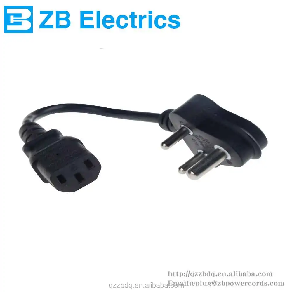 IEC c13 power cord type india power supply cord/south africa sabs power cords