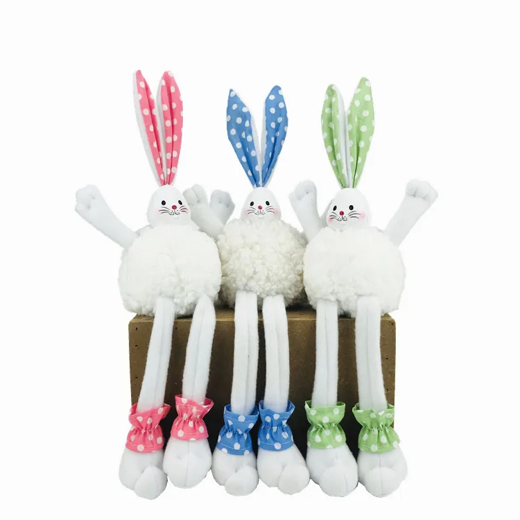 Handmade Holiday Spring Decoration Super Soft Velvet Lovely Pink Ear Bunny Plush Rabbit For Easter Home Decor