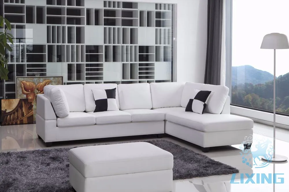 Мебель для гостиной, прочный угол L тип черный кожаный диван