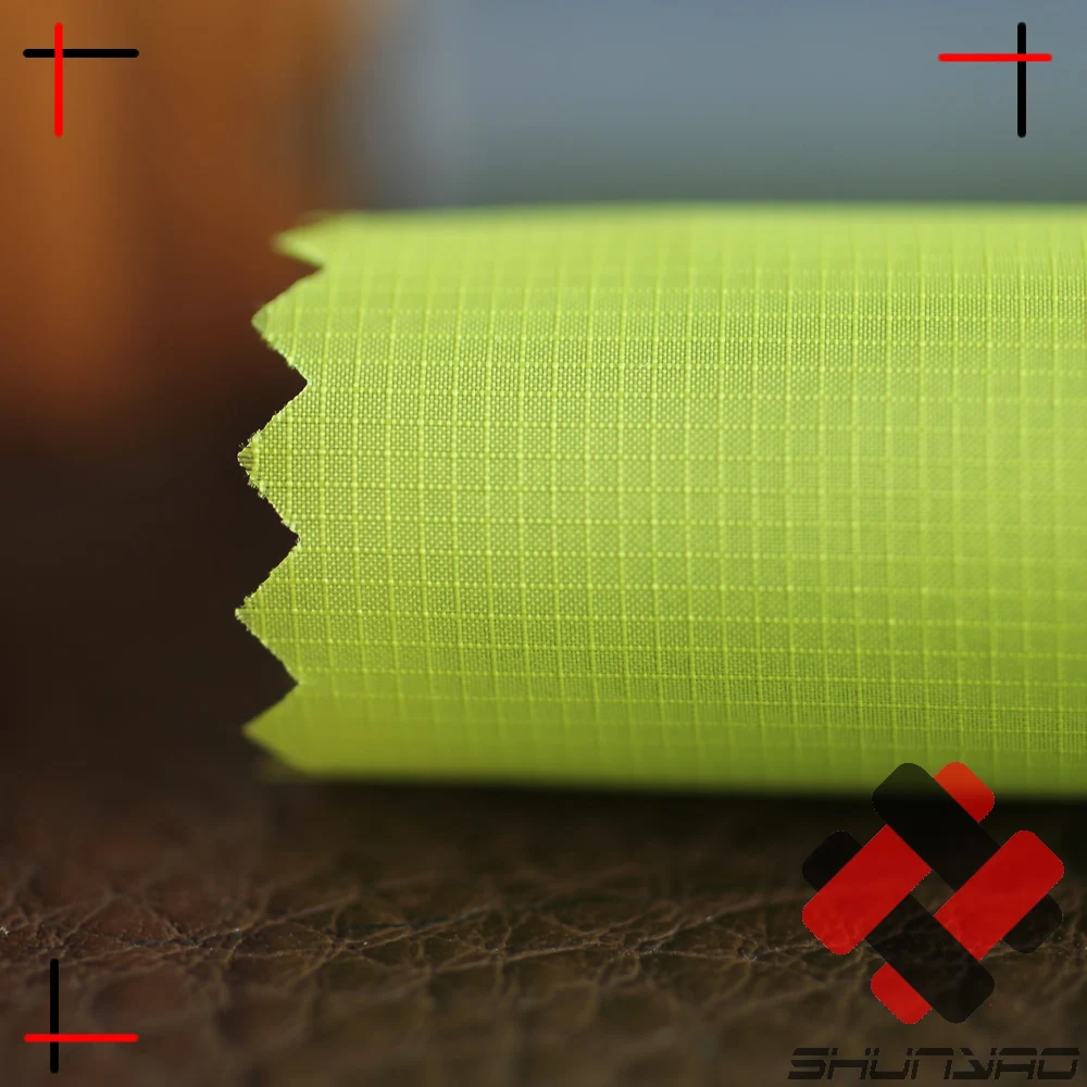 
400T 20D 0.5MM Shiny Mini Check Ultra Thin High Density 100 polyester ripstop fabric for down jacket 