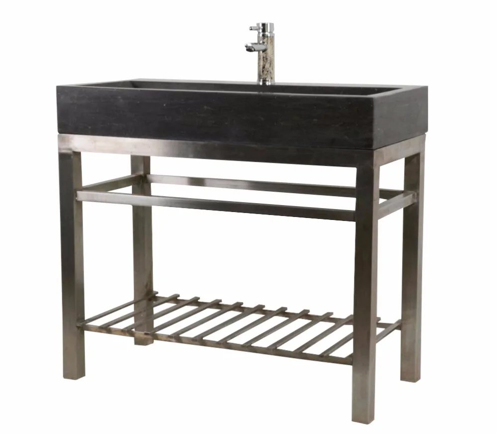 
Popular modern Natural stone console sink with metal stand 