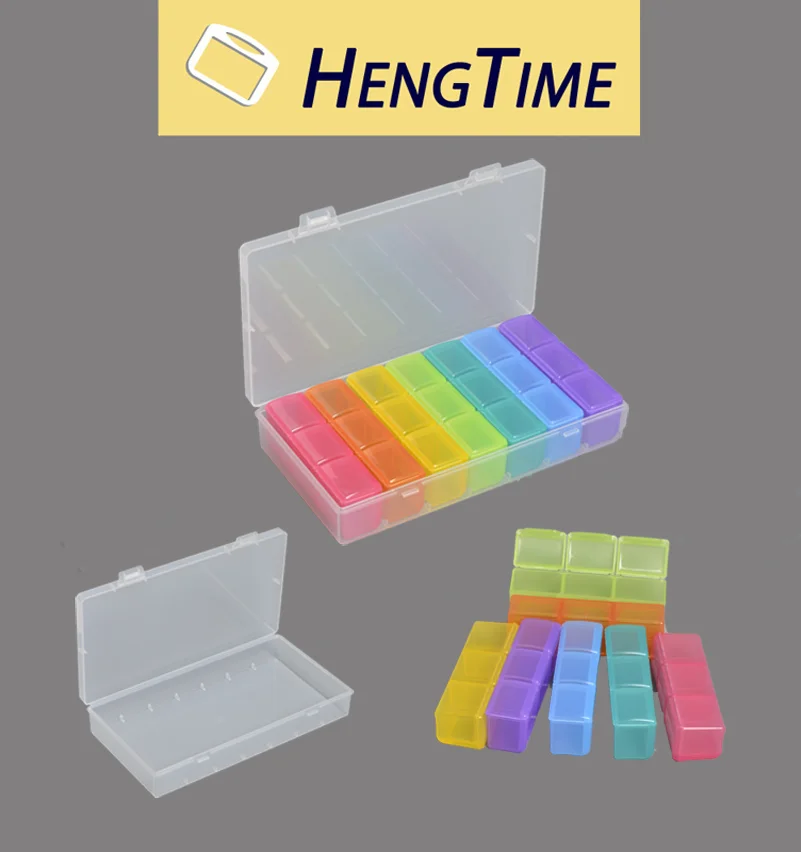 Hengtime Wholesale Weekly Monthly Pill Box 21/28/31 day Plastic Medicine Organizer Storage Case