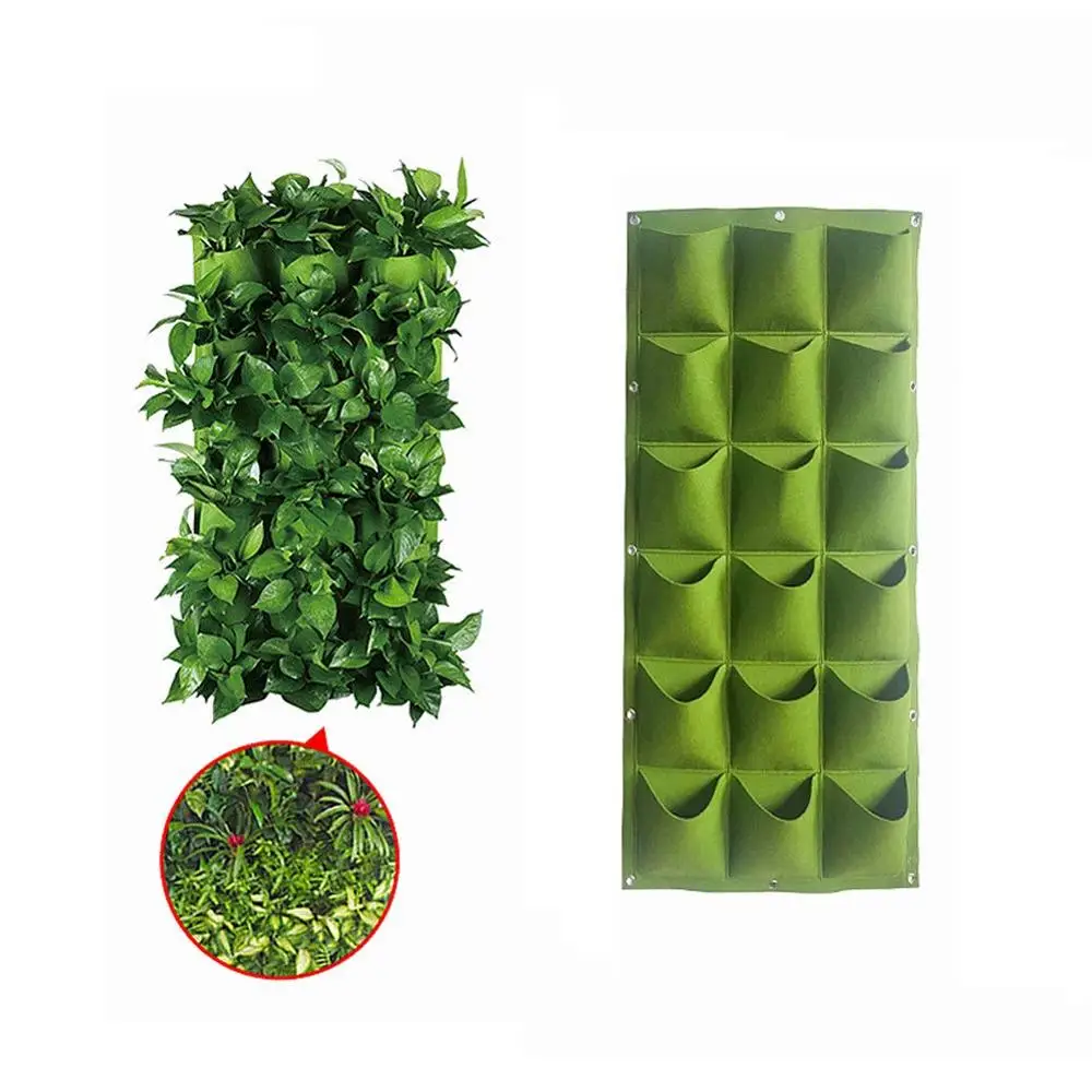 Flower Pots Planter On Wall Hanging Vertical Felt Gardening Plant Decor Green Field Grow Container Bags
