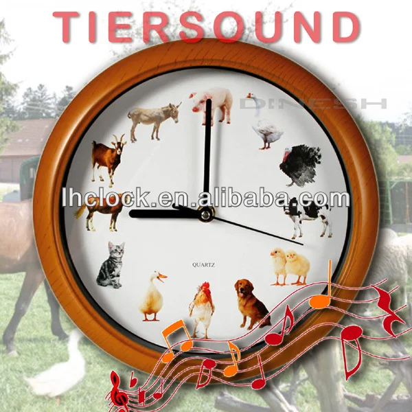 Wall Clock Animal Sound Clock Farm Bird Animal Dog quartz watch animal sounds