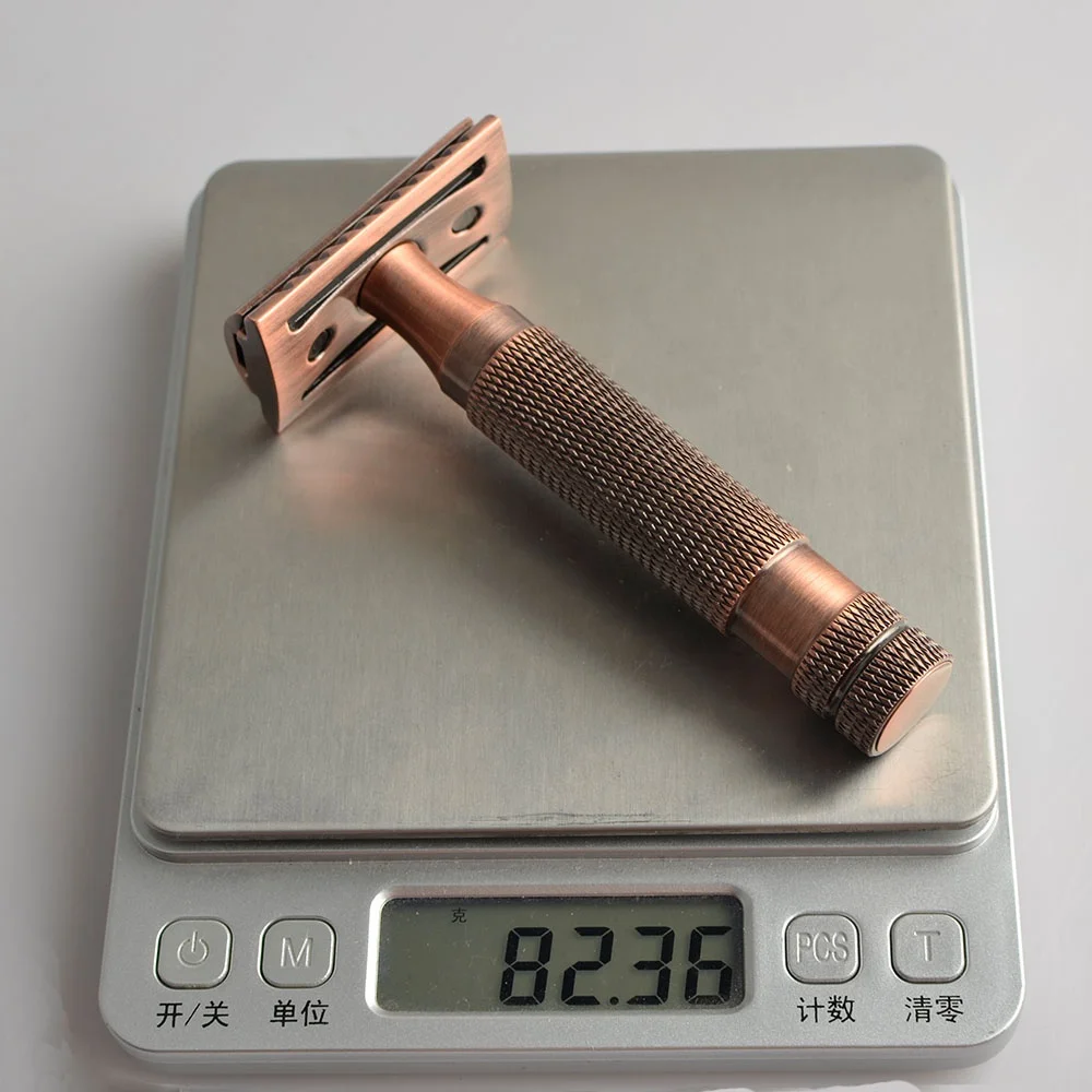best-selling  beautiful red copper color durable  shaving metal double edge hand  resin handle shaving  safety razor