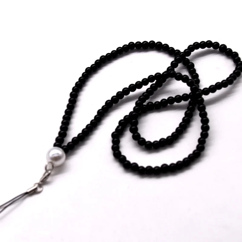 
Hot sale black crystal rhinestone necklace lanyard with cellphone loop 
