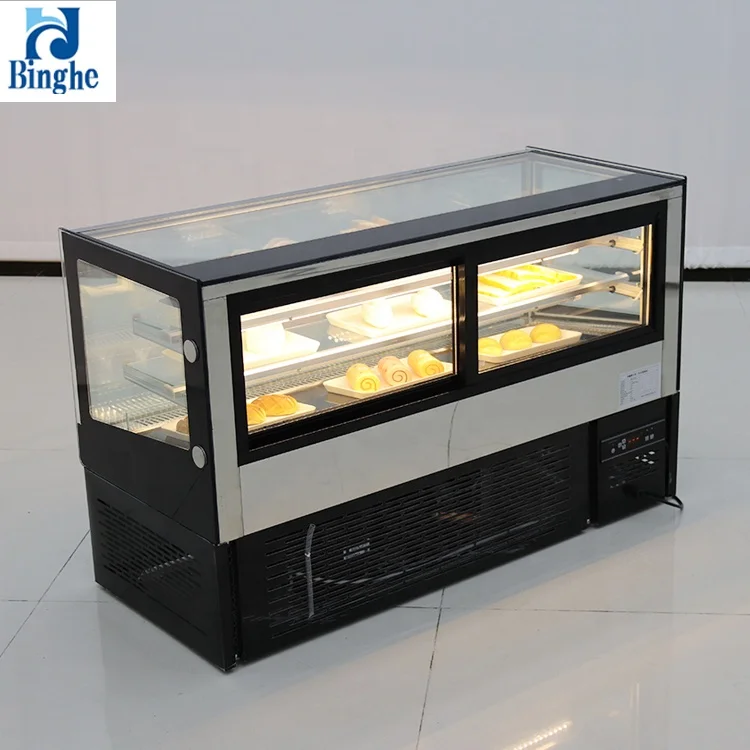 
binghe new design pastry cake bread display refrigerator arc glass door cooling showcase 
