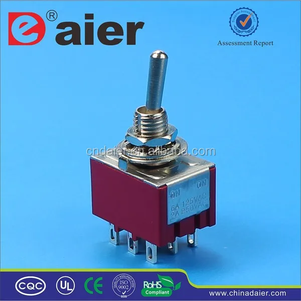 MTS-302 ON-ON Red 3 Pole 9 Pin Toggle Switch